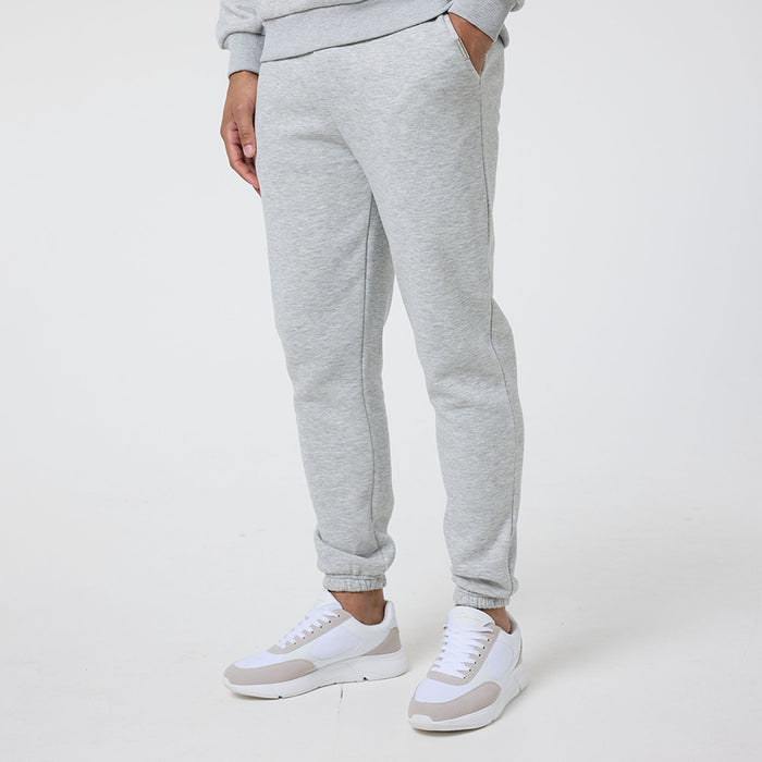 Men's  Grey Marl Relaxed Fit Cuffed Jogger  Closure London  Front View