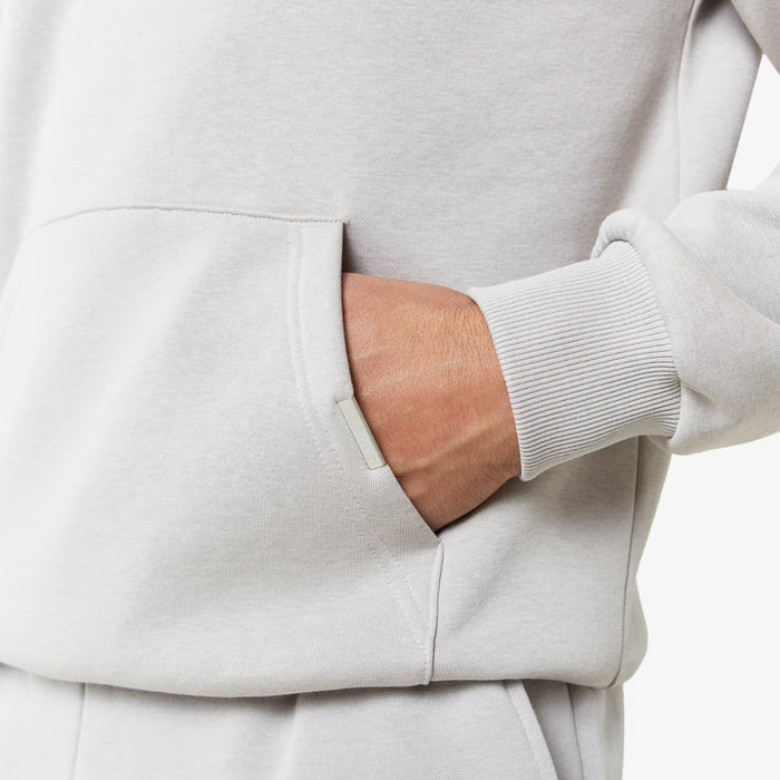 Closure London branded clip of mens hoodie in light beige