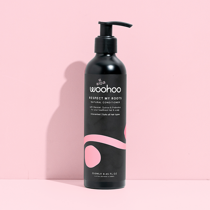 Woohoo Body Respect My Roots Natural Conditioner, 250ml recyclable aluminium pump bottle - sulphate and silicone free