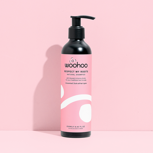 Woohoo Body Respect My Roots Natural Shampoo, 250ml recyclable aluminium  pump bottle - sulphate and silicone free