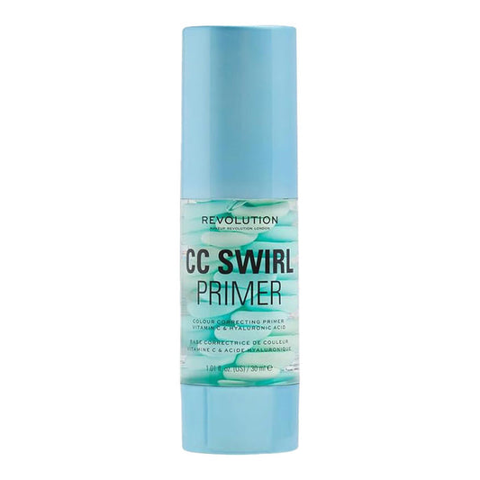 Revolution CC Swirl Primer product, colour-correcting face primer, pore-blurring oil control, matte base – Blush Fiji