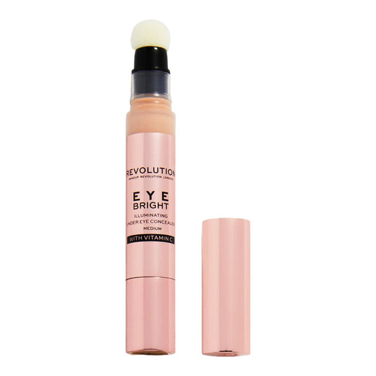 Revolution Eye Bright Illuminating Under Eye Concealer Medium open with flocked sponge applicato
