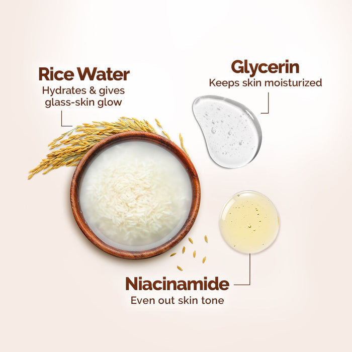 Rice water glycerin niacinamide for skin glow