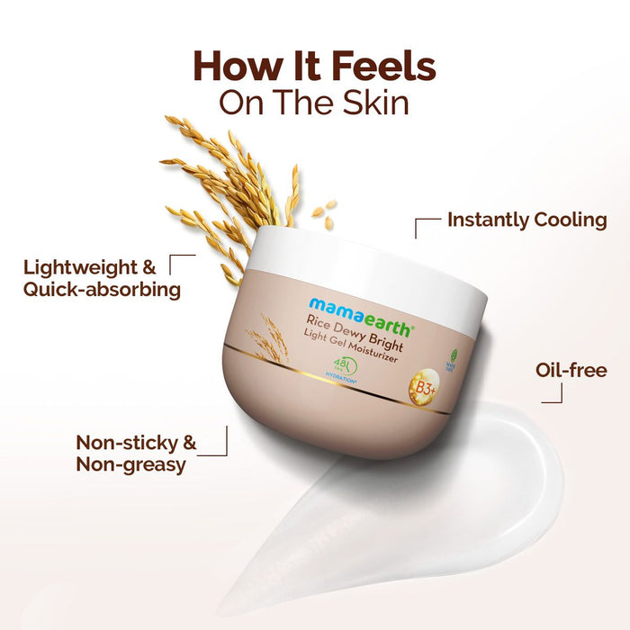 Rice Dewy Bright Light Gel Moisturizer with Rice & Niacinamide For Glass-skin Glow - 200 g