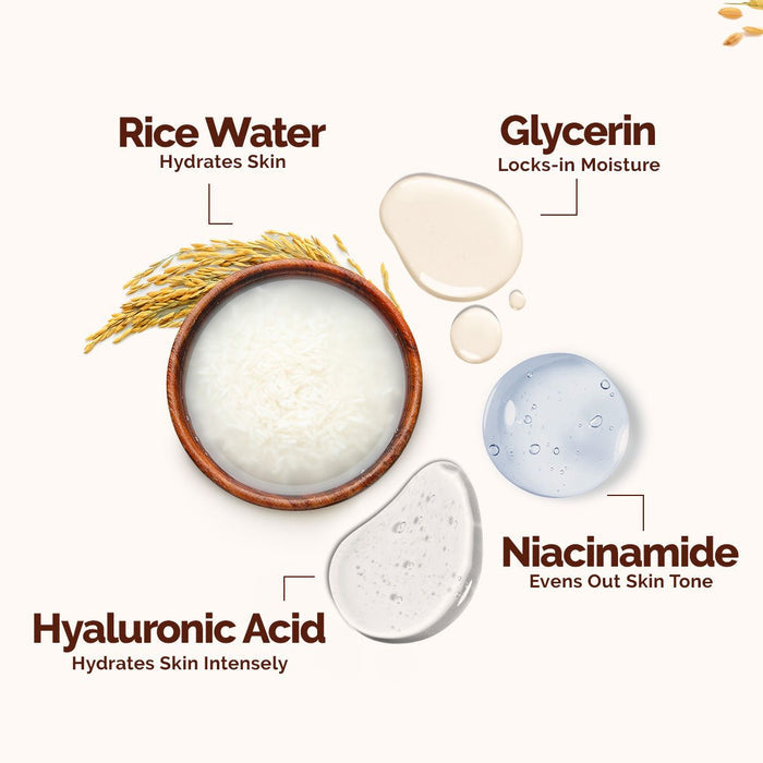 Rice Dewy Bright Light Gel Moisturizer with Rice & Niacinamide For Glass-skin Glow - 200 g