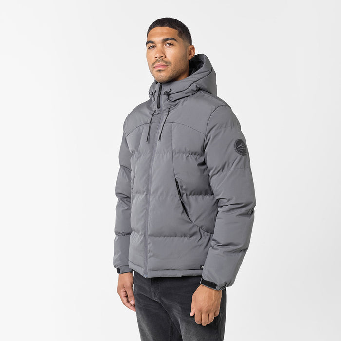 Men's  Charcoal Ripstop Racer Puffer Jacket  Closure London  Front View