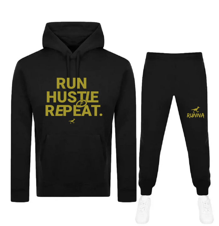 Run Hustle Repeat - SweatSuit -  Black X Gold