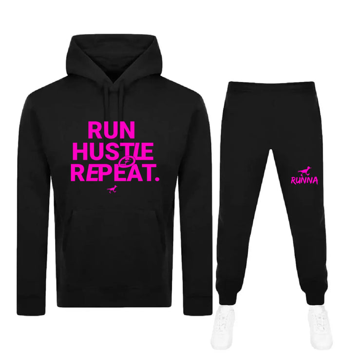 Run Hustle Repeat - SweatSuit -  Black X Pink