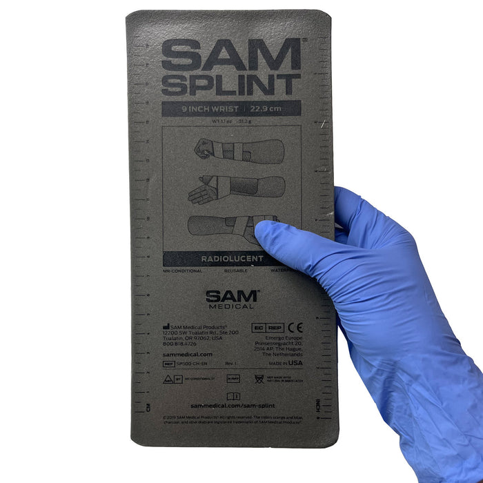 Gray SAM® Splint, being held
