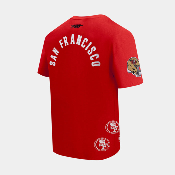 San Francisco 49ers All Pro Woodmark Drop Shoulder Mens Short Sleeve Shirt (Red/White)