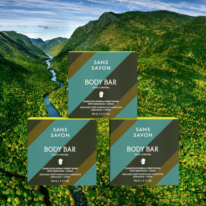 Sans Savon Body Bar 3-pack Charlevoix Boreal Forest Blend