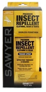 Sawyer Permethrin Spray, in packaging
