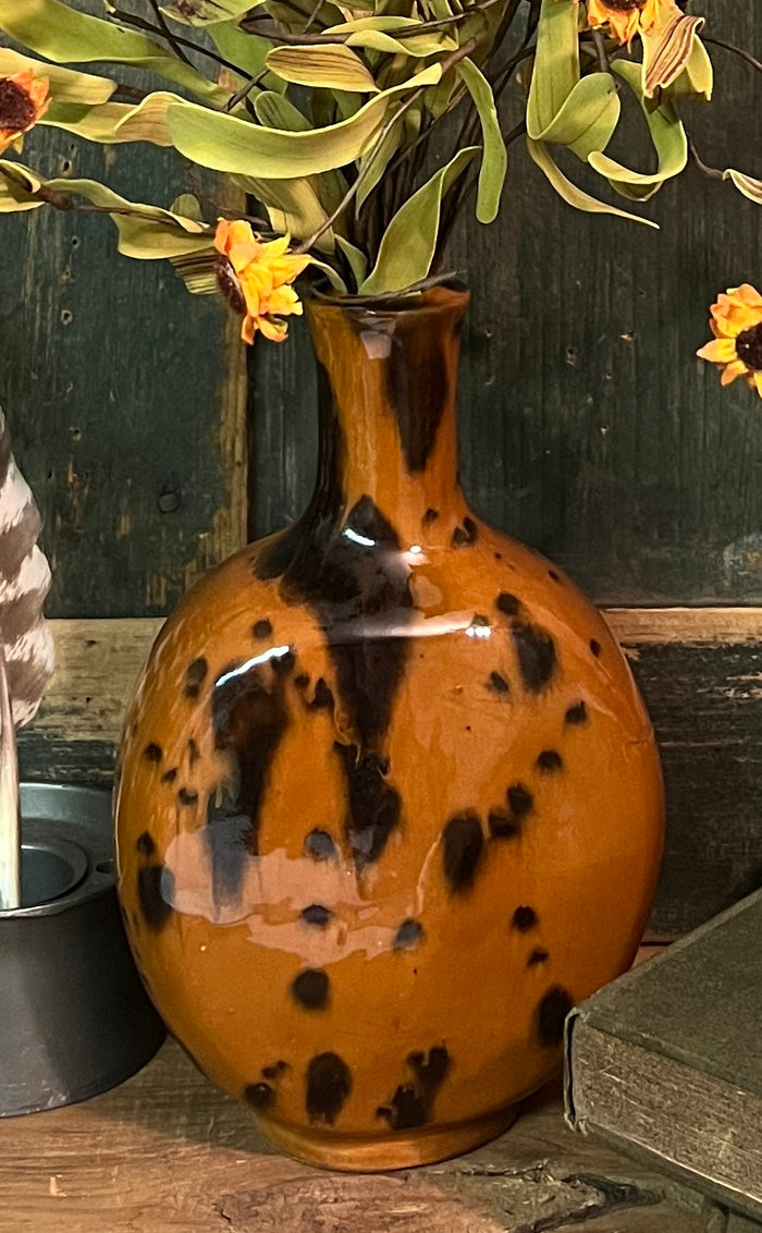 SE-213M Redware Lg Vase with Mottled Glaze