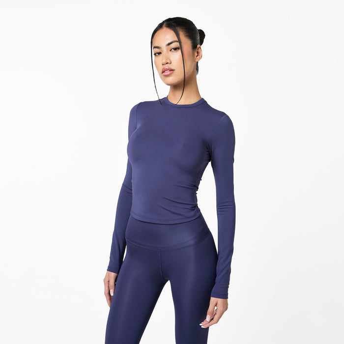 Women's  Midnight Blue Second Skin Long Sleeve Top  Closure London  Front View