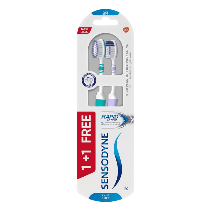 Sensodyne Rapid Action Soft Toothbrushes, 2 Pieces - Makkah Pharmacy