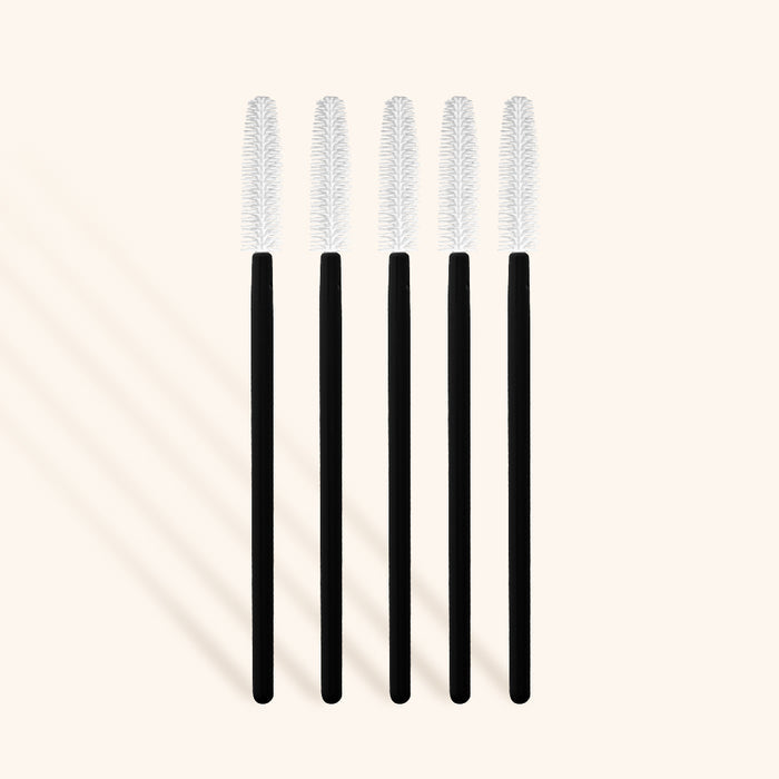 Silicone Mascara Wands in White with Black Handles