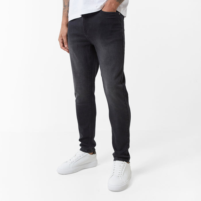 Men's  Black Wash Slim Fit Denim Jean  Closure London  Front View