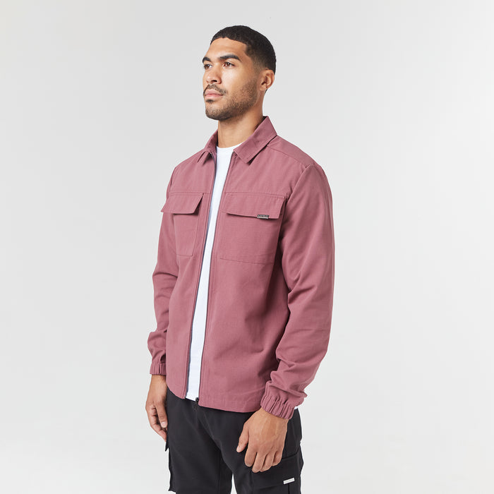 Men's  Burgundy Smart Utility Overshirt  Closure London  Front View