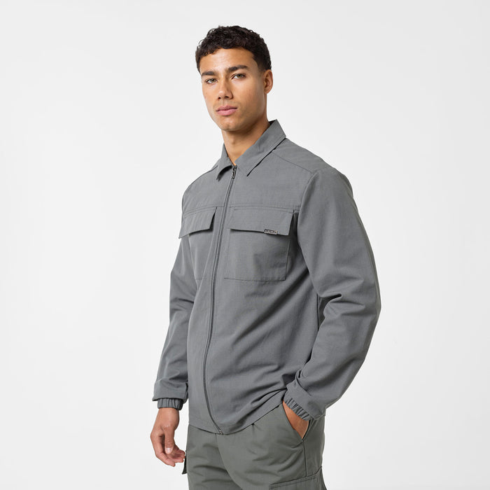 Men's  Khaki Smart Utility Overshirt  Closure London  Front View