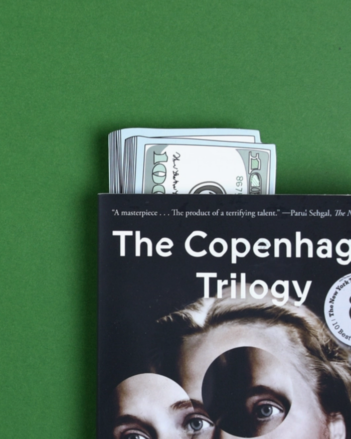 Stack of cash bookmark by humdrum paper sold by Le Monkey House