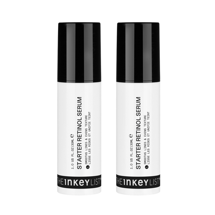 Two bottles of The Inkey List Starter Retinol Serum on a white background
