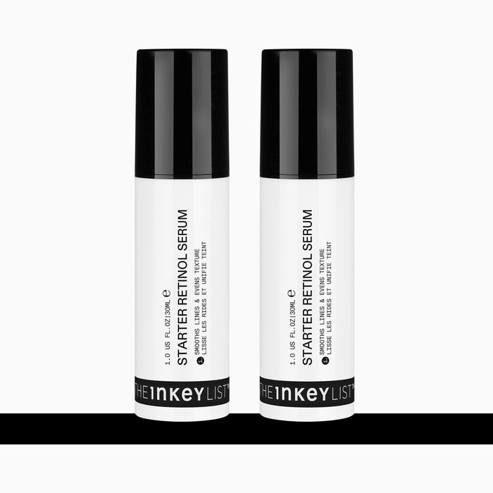 Two bottles of The Inkey List Starter Retinol Serum on a white background