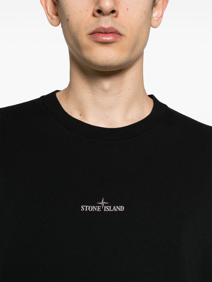 STONE ISLAND MEN Compass Smoke Graphic Print T-Shirt Black - MAISONDEFASHION.COM