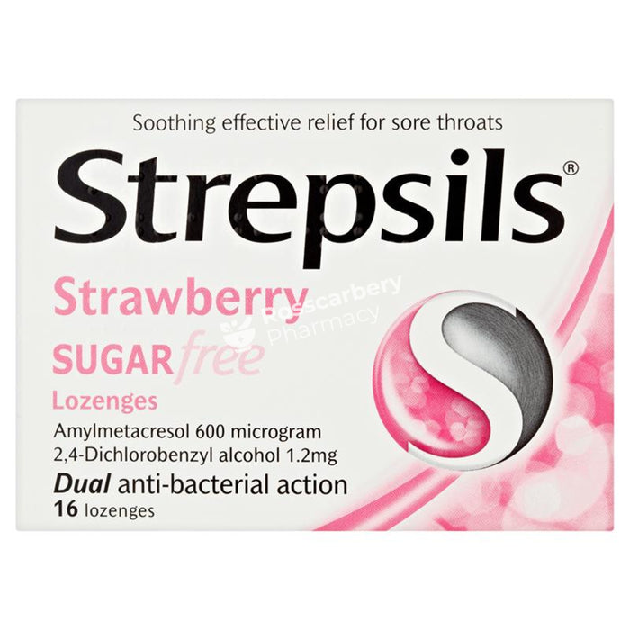 Strepsils Strawberry Sugar Free Lozenges Sweets/lozenges/pastilles
