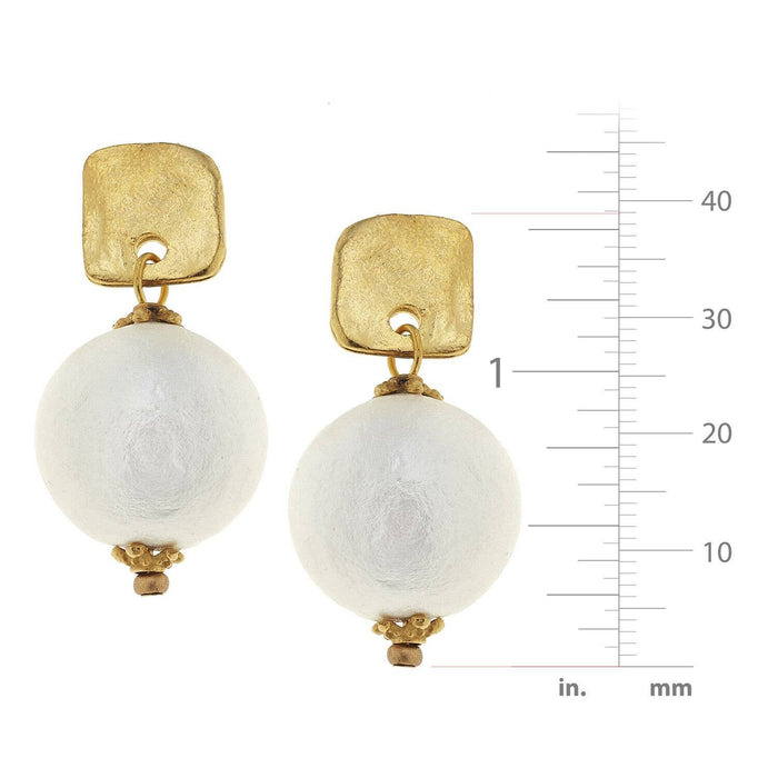 Susan Shaw - Gold Posts with Cotton Pearl Earrings