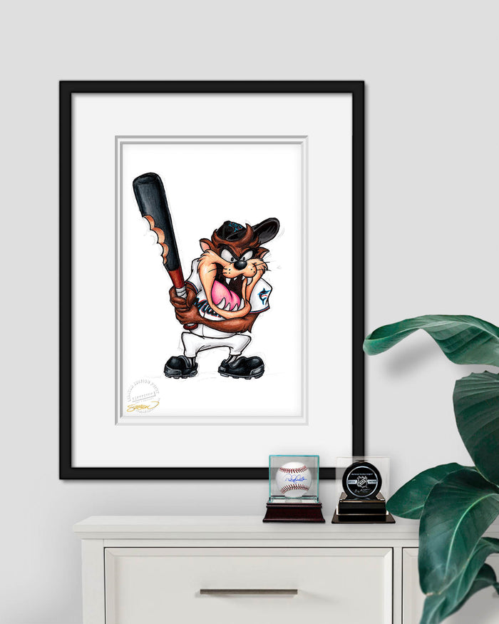 Taz On Deck x MLB Marlins Limited Edition Art Print