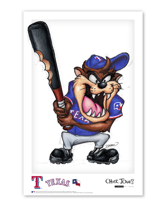 Taz on Deck x MLB Rangers Limited Edition Art Print