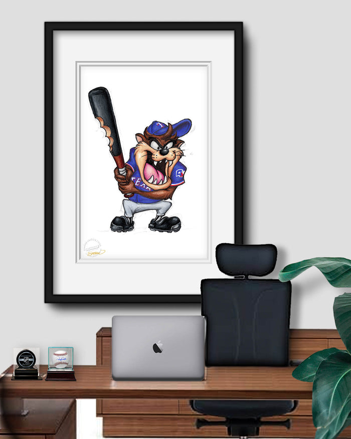 Taz on Deck x MLB Rangers Limited Edition Art Print
