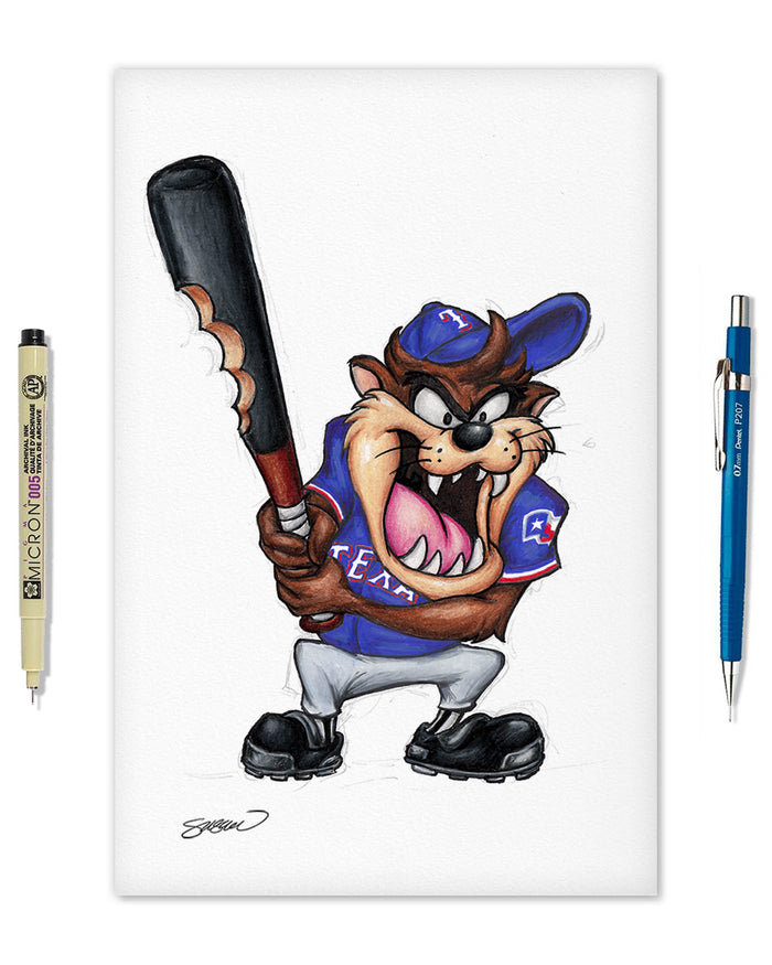 Taz on Deck x MLB Rangers Limited Edition Art Print