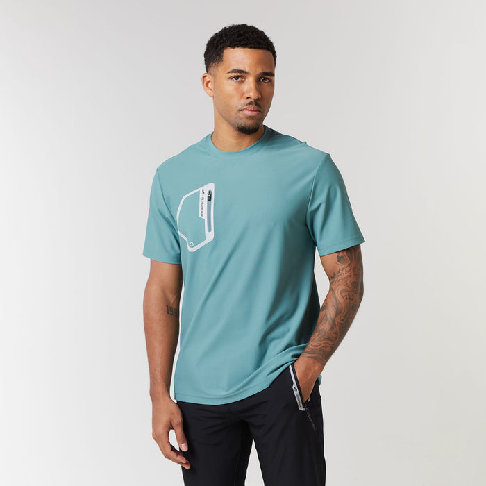 Men's  Dark Sage Tech Pocket T-Shirt  Closure London  Front View