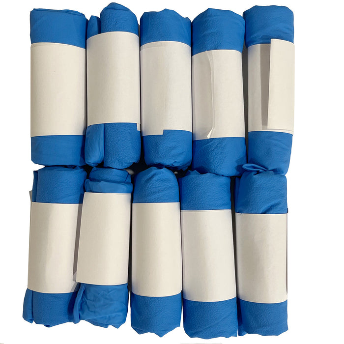 Ten Rolled Pairs Blue Nitrile Gloves