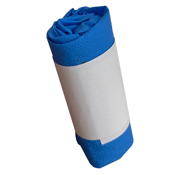 One Rolled Pair of Blue Nitrile Gloves