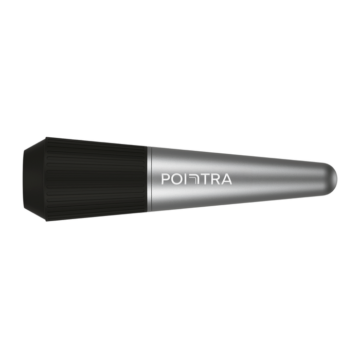 TensCare Pointra pen-shaped device in silver and black with "POINTRA" text, on white background.
