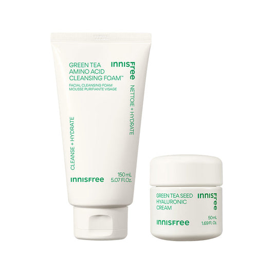 The Green Tea Starter Essentials  packshot featuring Green Tea Cleansing Foam and Green Tea Hyaluronic Cream