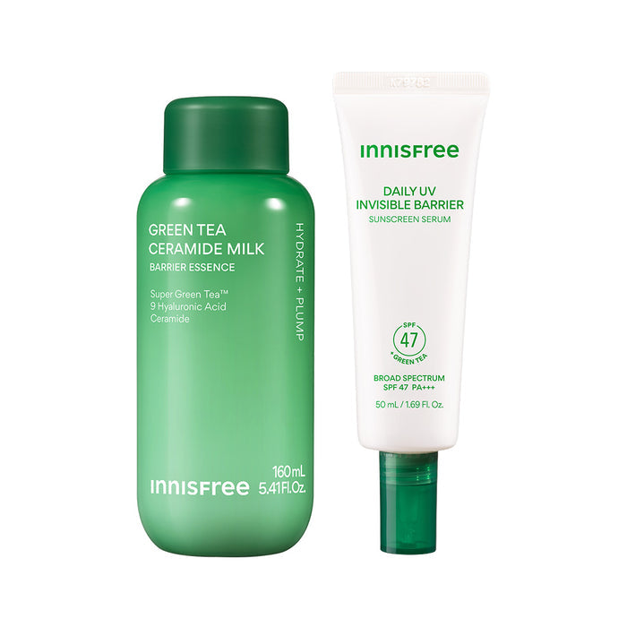 The Hydrated Protection Essentials: Green Tea Ceramide Milk and Green Tea Sunscreen Serum packshot