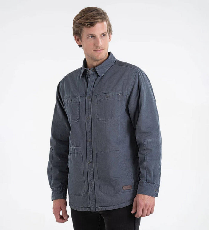 Thorogood Men's Crafted Herringbone Utility Snap Shirt Jac Jackets & Coats Thorogood Vintage Slate 2XL Reg