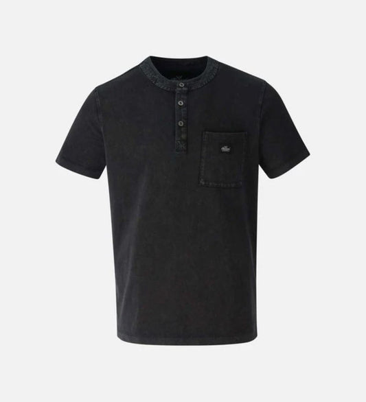 Thorogood Men's Vintage Wash Chest Pocket Short Sleeve Henley T-Shirts Thorogood Black 2XL Reg