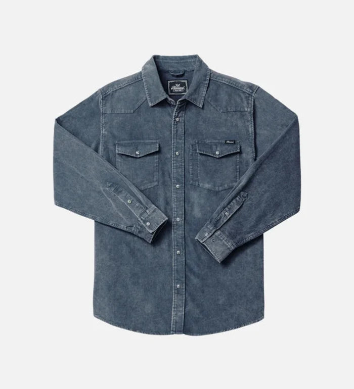 Thorogood Men's Wellington Corduroy Snap-Front Long Sleeve Work Shirt Work Shirts Thorogood Vintage Slate 2XL Reg