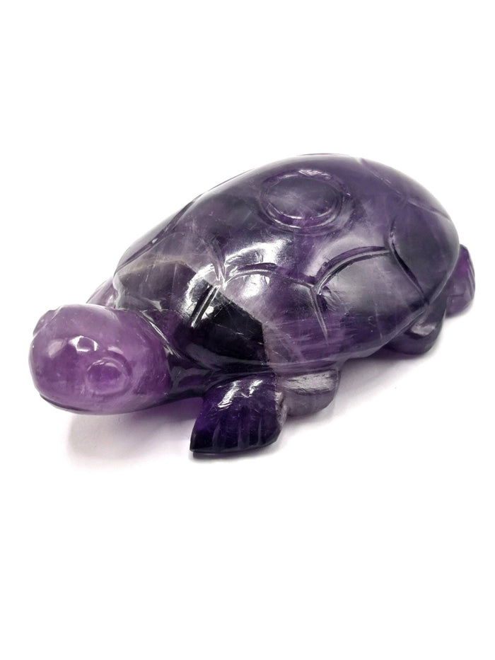 Tortoise carving in natural amethyst stone - reiki/chakra/healing/crystal - 3 inch and 130 gm (0.29 lb) animal - Shwasam