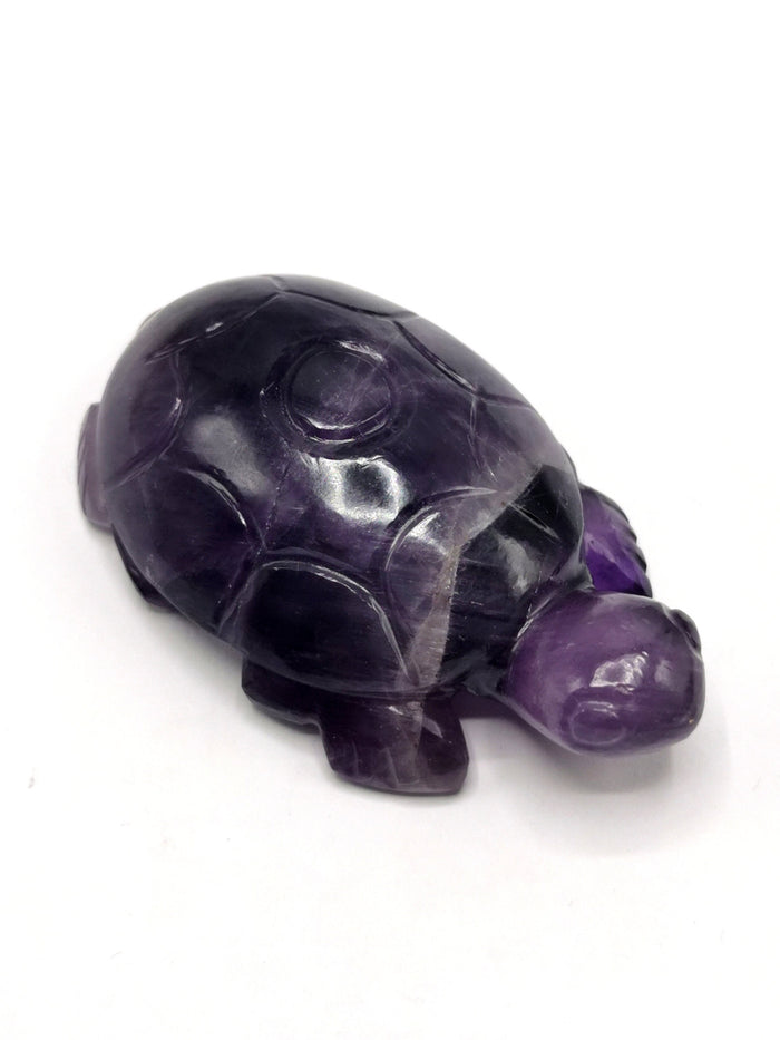 Tortoise carving in natural amethyst stone - reiki/chakra/healing/crystal - 3 inch and 130 gm (0.29 lb) animal - Shwasam