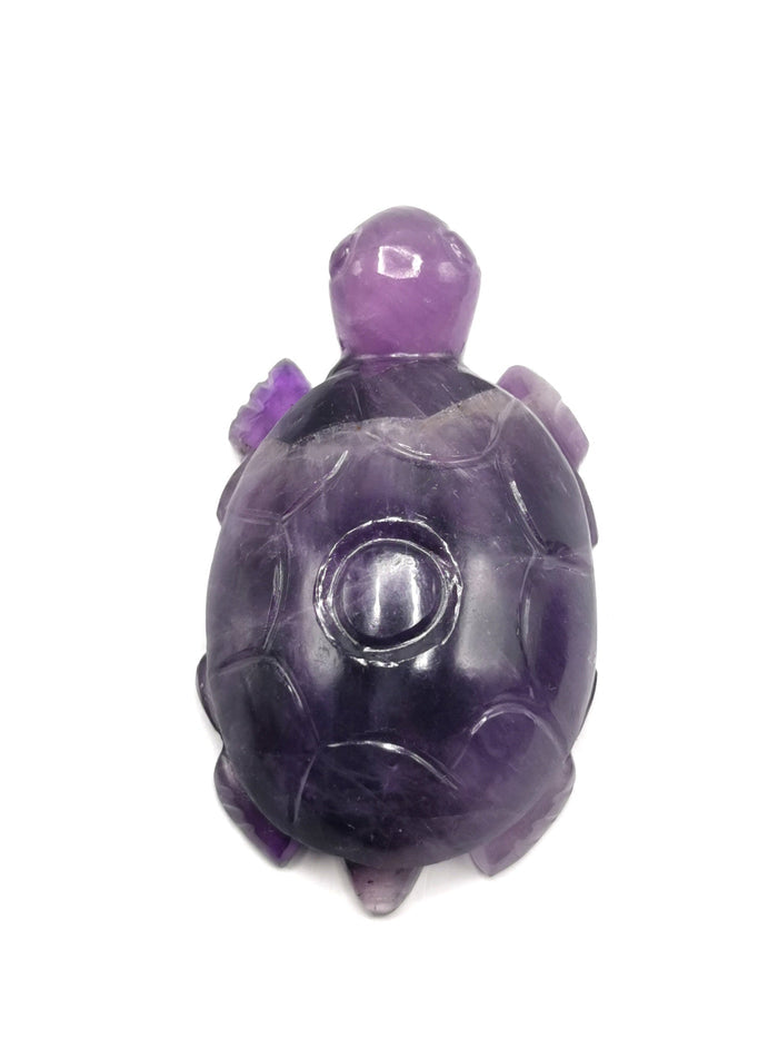 Tortoise carving in natural amethyst stone - reiki/chakra/healing/crystal - 3 inch and 130 gm (0.29 lb) animal - Shwasam