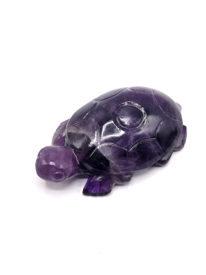 Tortoise carving in natural amethyst stone - reiki/chakra/healing/crystal - 3 inch and 130 gm (0.29 lb) animal - Shwasam