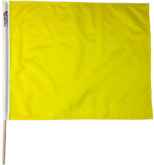 Solid yellow professional racing flag on dowel made in USA
