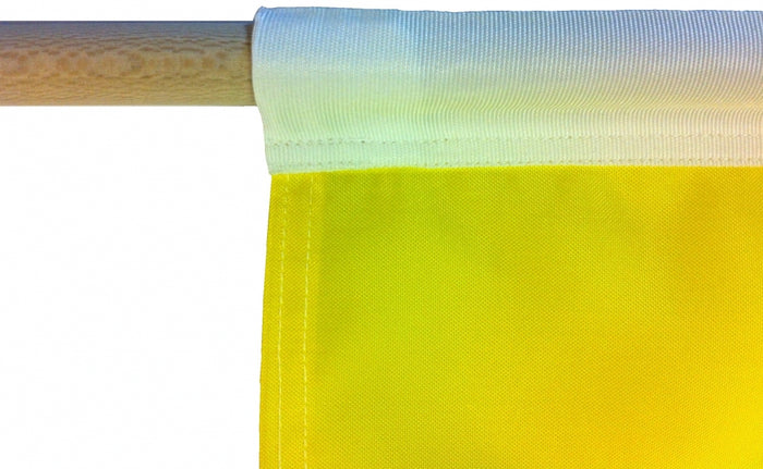 Yellow racing caution flag with white sleeve