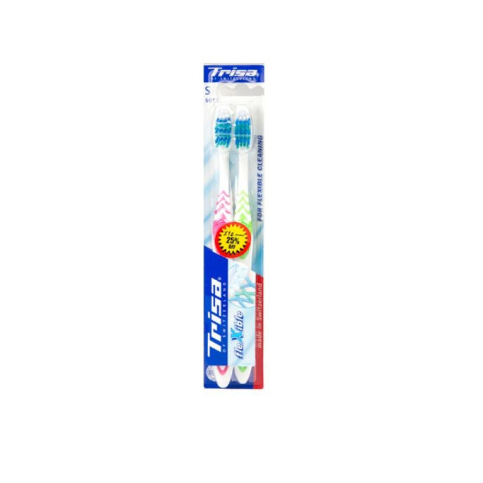 Trisa Toothbrush Flexible Head Duo Soft, 2Pieces - Makkah Pharmacy