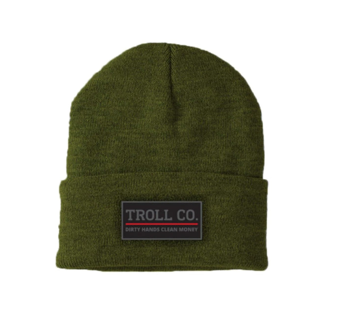 Troll Co. Premium Logo Patch Knit Beanie Hats & Caps Troll Co. Military Green OS